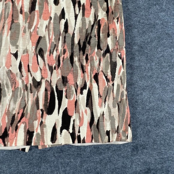Ann Taylor Skirt Womens 4 Beige Zip Up Lined Cotton Abstract Art Straight Career - Picture 2 of 11